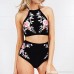 Funic Women's Push-up Padded Bra Beach Bikini Set Swimsuit Floral Printing Swimwear Beachwear Black B078SQ6X6H